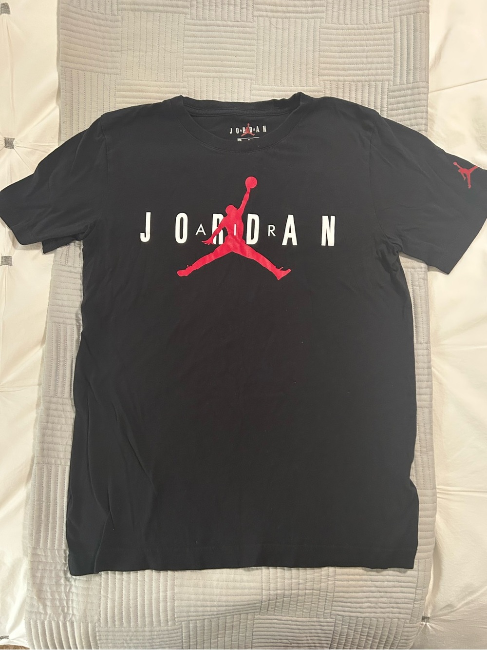 Boy’s Jordan Black Tee with Red Jumpman and White Lettering